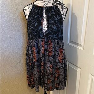 Intimately Free People Black and Red Mini Halter Sundress